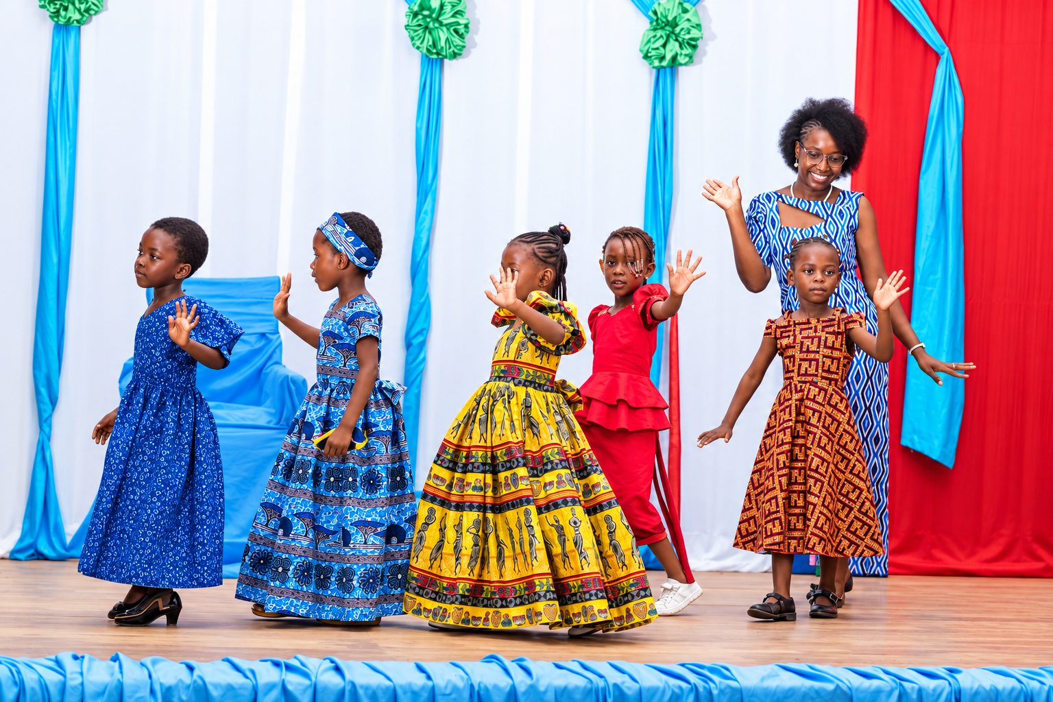 Favoured Kids learners performing in colourful traditional clothing
